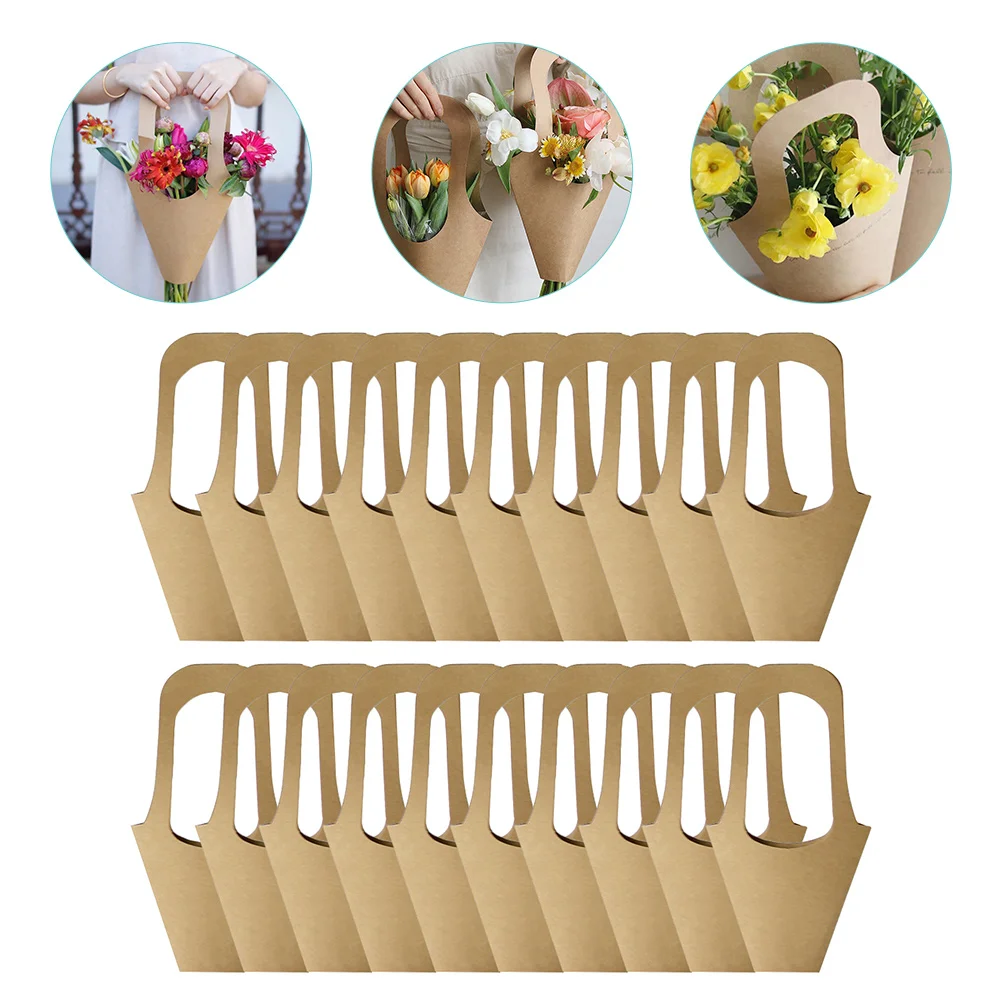 

20pcs Flowers Gift Bags Handheld Bouquet Packaging Bags Flower Wrapping Bags