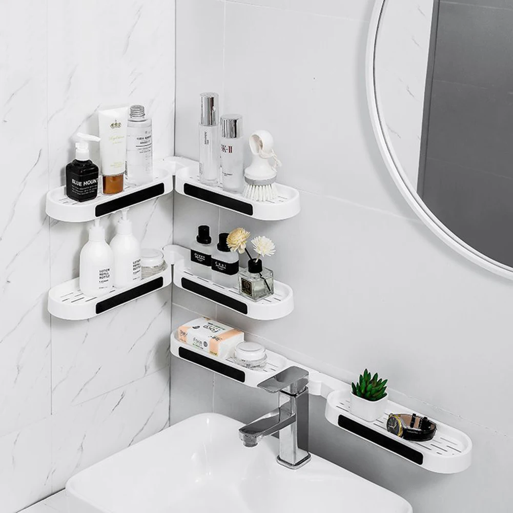 

Bathroom Corner Storage 360-Degree Rotating Wall-Mounted Shelf Shampoo Cosmetics Kitchen Household Bathroom Storage Accessories
