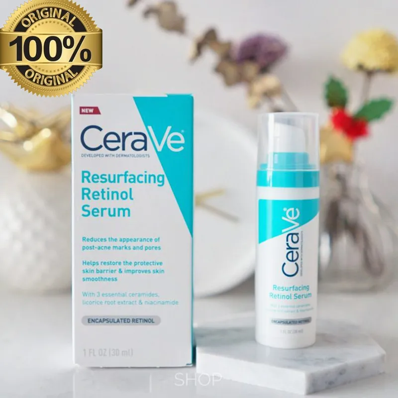 

Cerave Resurfacing Retinol Serum Anti-Wrinkle Aging Reduce Wrinkles Lines For Post-Acne Marks Pores Brightening Skin Care 30ml