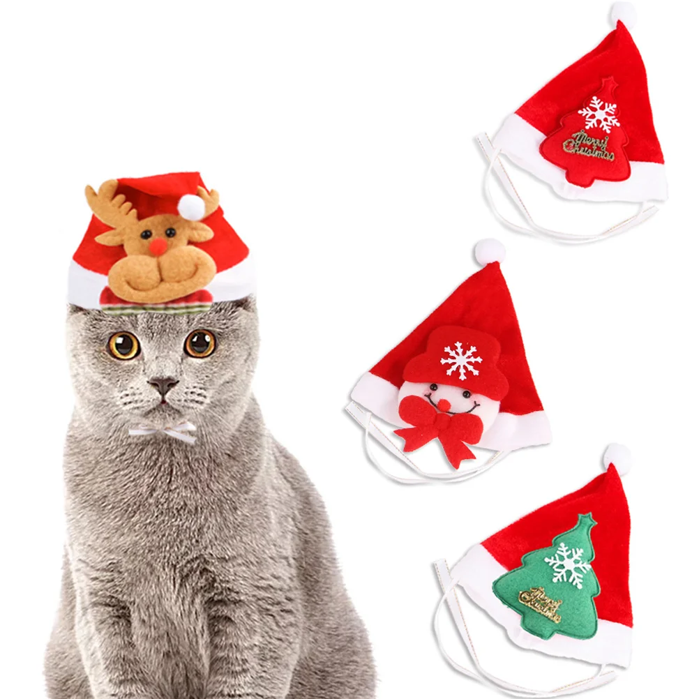 

4Pcs Hat Costume Christmas Themed Hat Party Supplies Decorative Hat for Cat Puppy