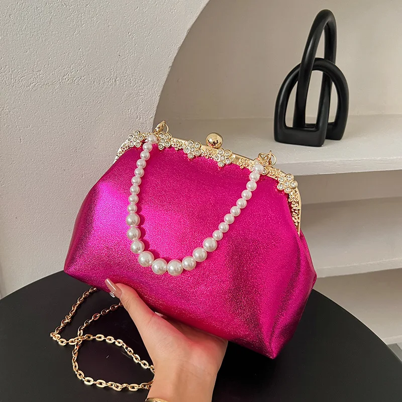 

Luxury Laser Wedding Clutch Handbag Pearl Bag Dress Dinner Bag Small Purse Bridesmaid Handbag Party Clip Evening Bag 2023