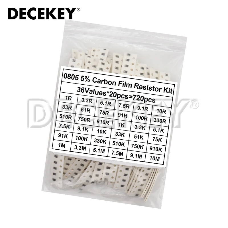 720 шт. 5% 0603 0805 1206 Набор резисторов для микросхем SMD 1 Ом-10 м 36 значенийX20 = образцов