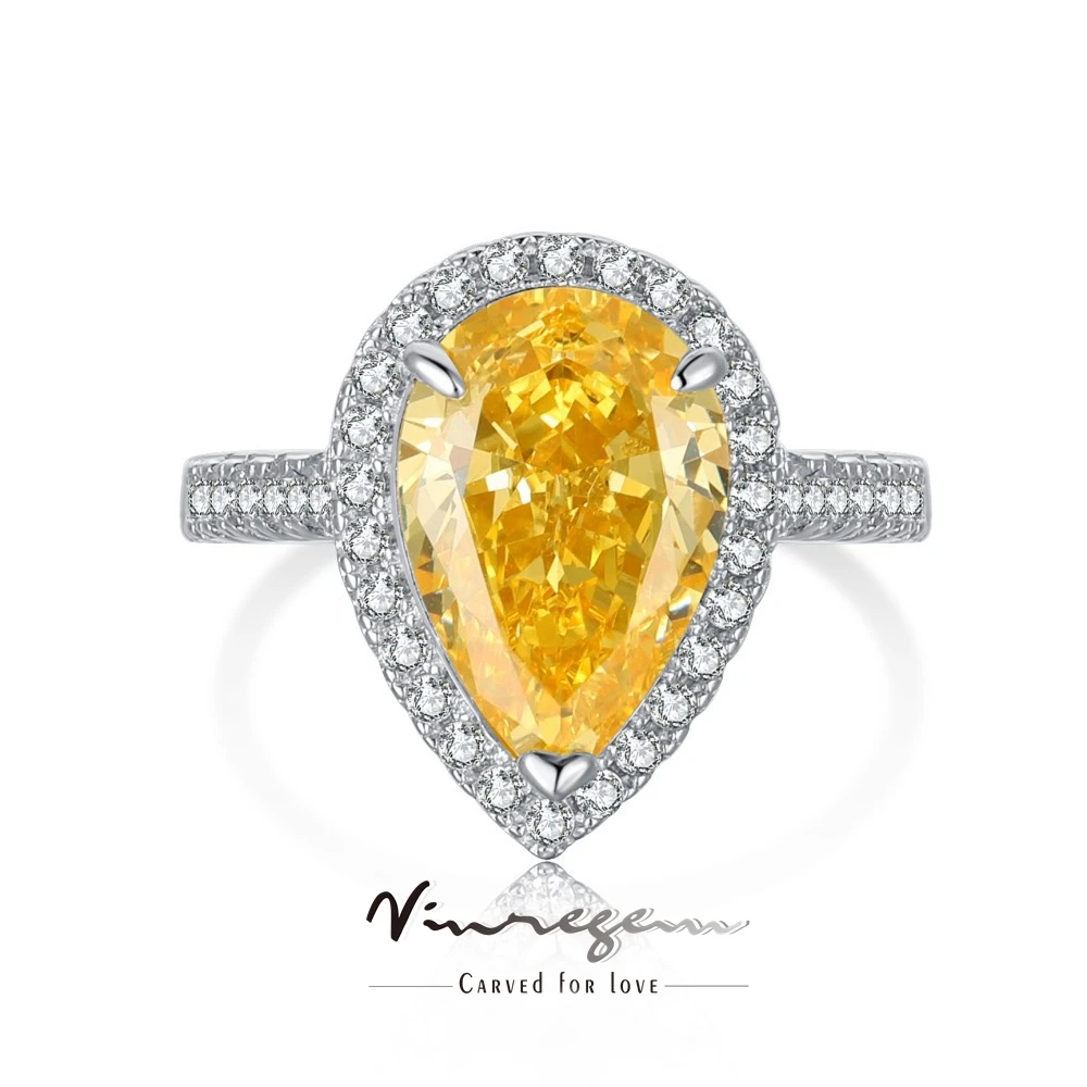 

Vinregem 18K Gold Plated Crushed Ice Cut 8*12MM Yellow Sapphire Gemstone Ring for Women 925 Sterling Silver Jewelry DropShipping