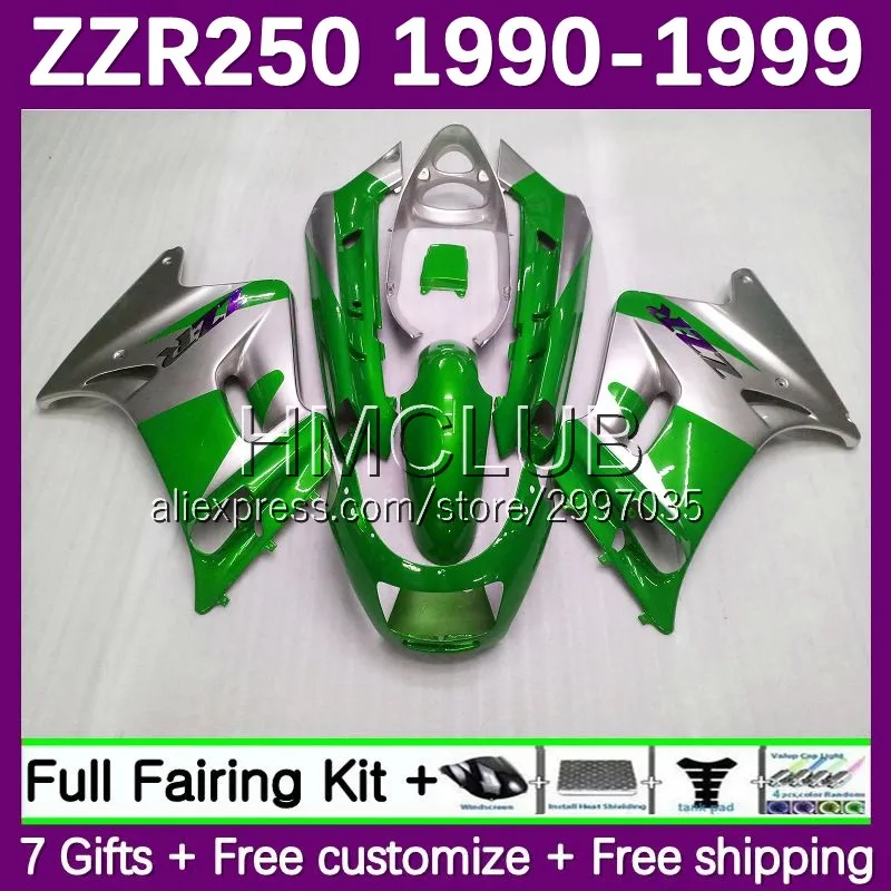 

Body Kit For KAWASAKI NINJA ZZR 250 90 91 92 93 94 99 61No.185 green stock ZZR-250 90-99 ZZR250 1995 1996 1997 1998 1999 Fairing