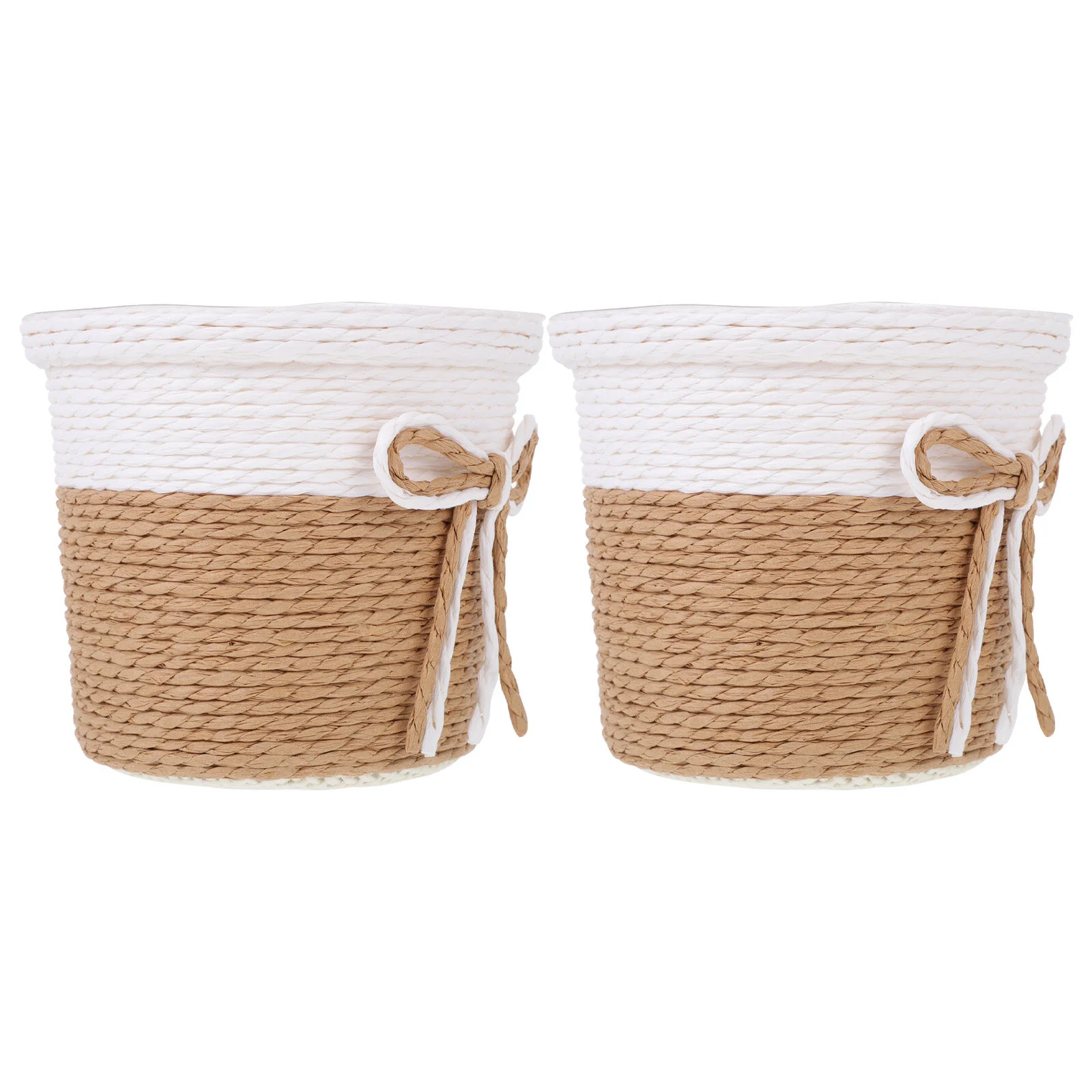 

2 Pcs Dry Flowers Vase Straw Plants Pot Holder Garbage Can Hotel Lobby Container Gardening Flowerpot Paper Rope