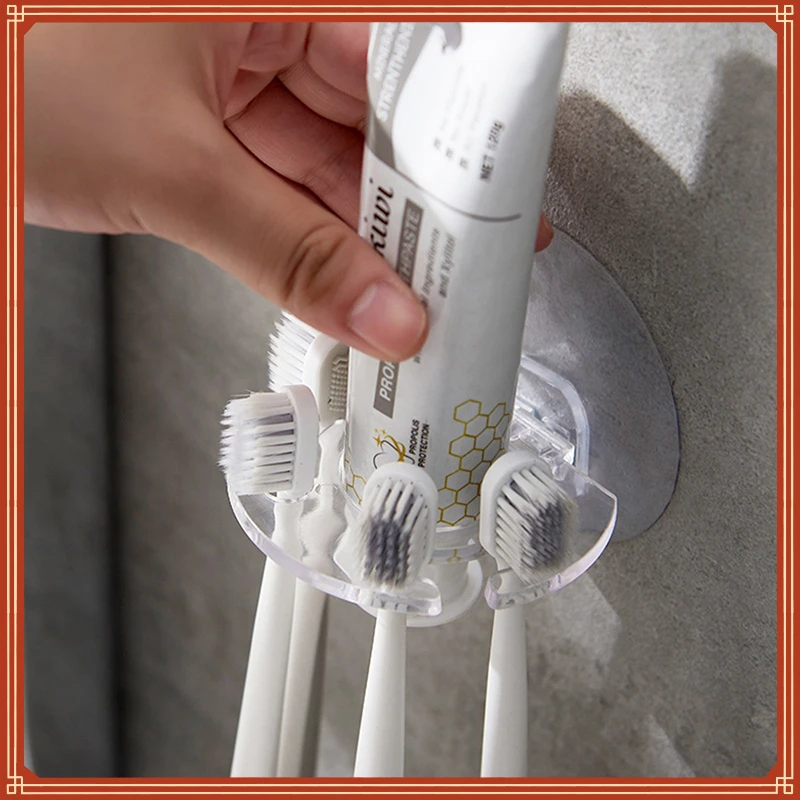 

Self-adhesive Wall Mount Toothpaste Dispenser Toothbrush Holder Storage Squeezer Shaver Holder Bathroom Shelves