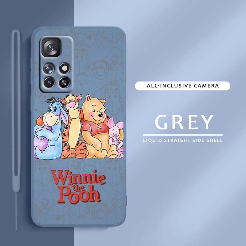 

Disney Winnie Pooh Piglet For Redmi K50 K40 K30 K20 10C X 9C T AT A 8A 7A Gaming Pro Plus Liquid Rope Silicone Phone Case