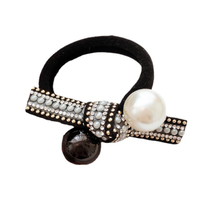 Корейская Ретро черная белая жемчужная резинка для волос повязка на голову