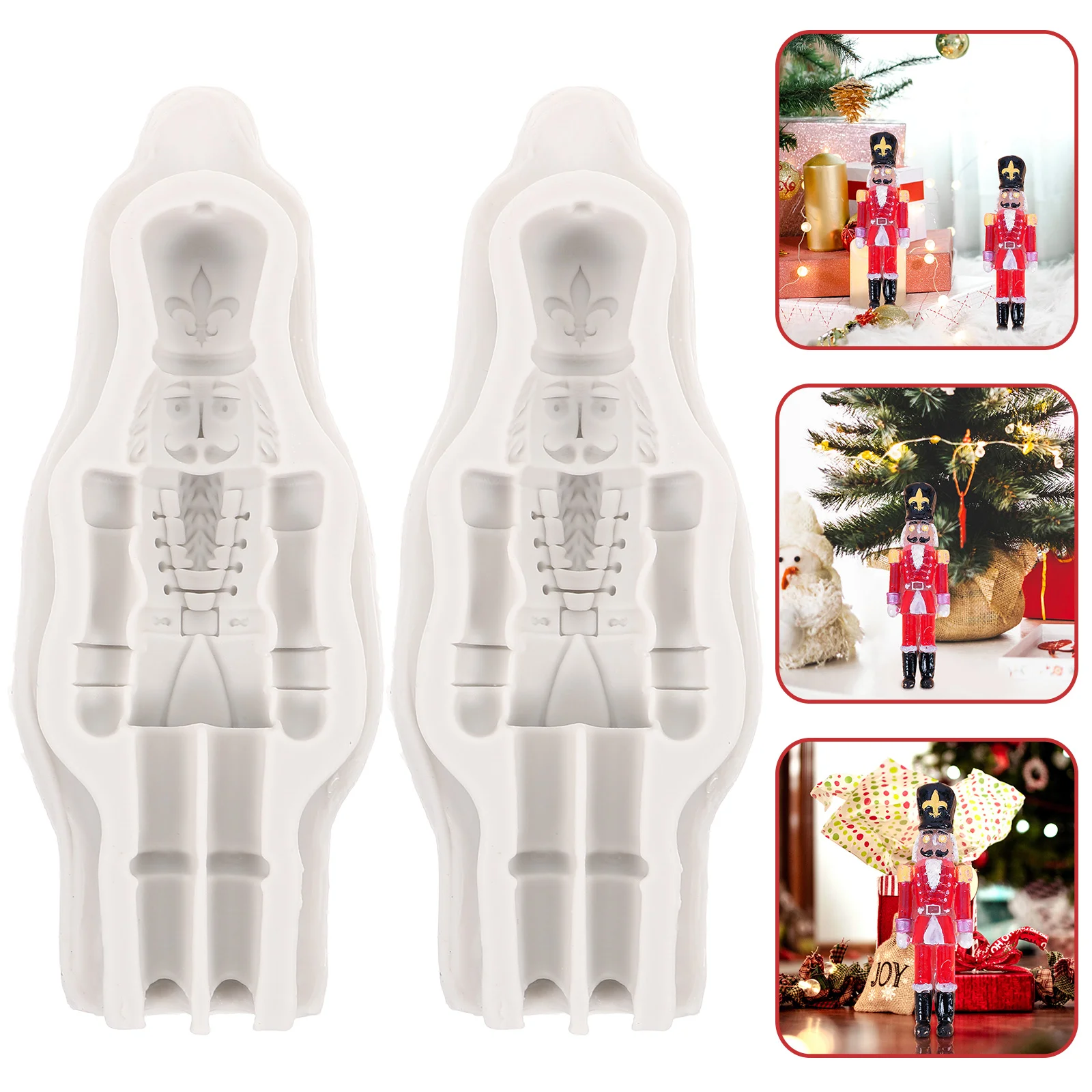 

2 Pcs Christmas Nutcracker Soldier Mold Party Silicone Epoxy Resin Craft Shape Baking Mold/cake DIY Molds