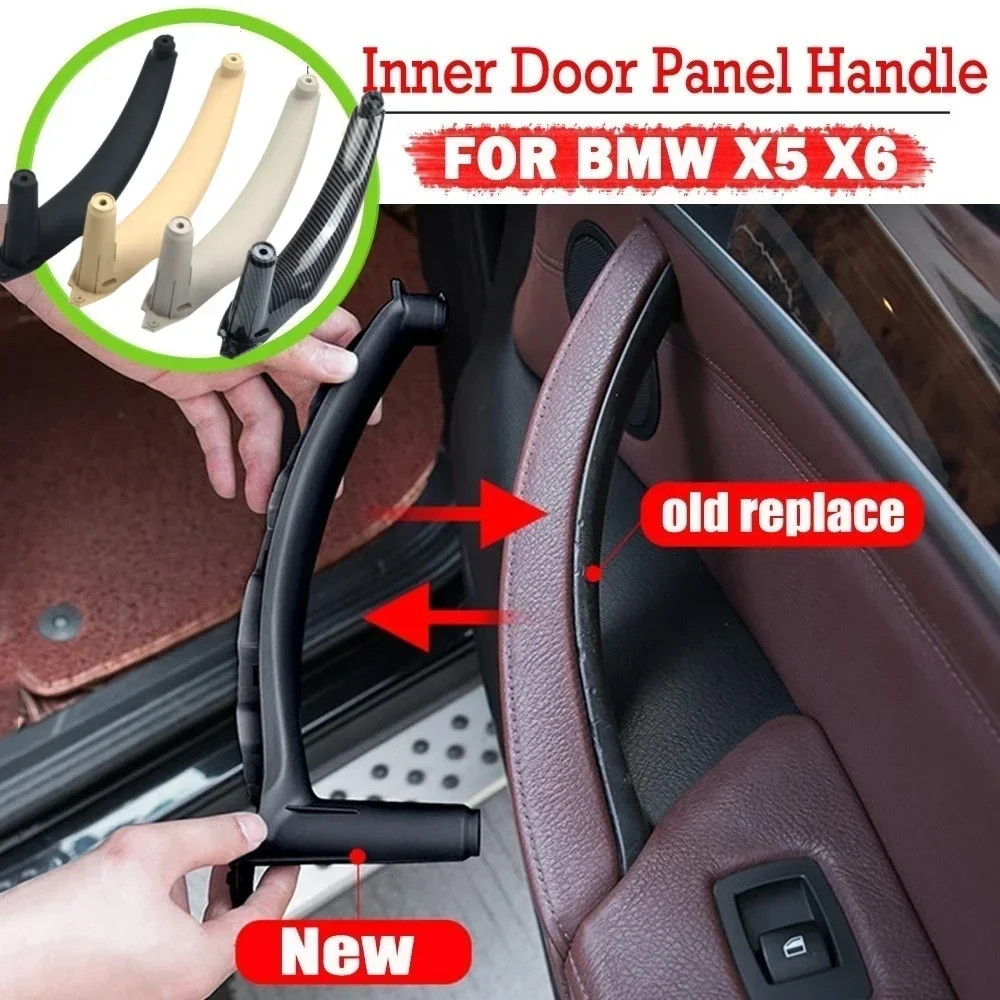 

Car Gray Beige Black Armrest Car left Right Interior Door Handle Inner Panel Pull Trim Cover For BMW E70 E71 E72 X5 X6