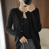 2022 Spring and Autumn women Wool Cardigan Coat Women's Round Neck Top Cashmere Sweater Knitted Bottoming Shirt cropped cardigan 4