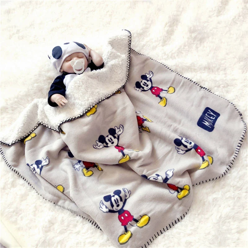 Disney Cartoon Mickey Mouse Four Seasons Thicken Super Soft Fleece Kids Blanket Children Boy Girl Throw Blanket Gift 70x100cm