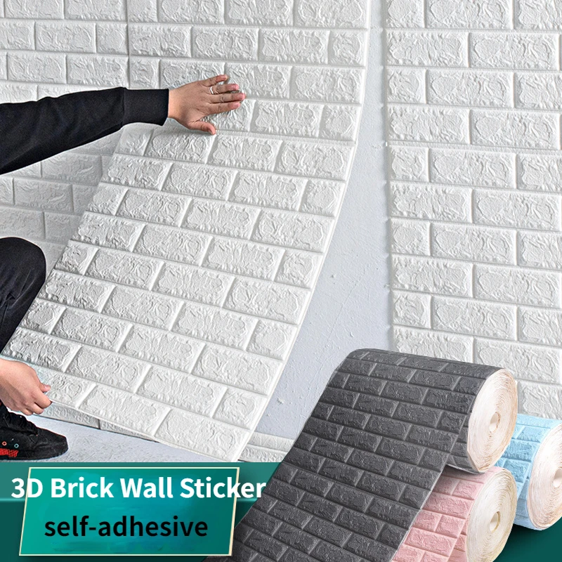 

10/5/3/2m Long 3D Brick Wall Stickers DIY Decor Self-Adhesive Waterproof Wallpaper For Kids Room Bedroom Kitchen Home Wall Decor