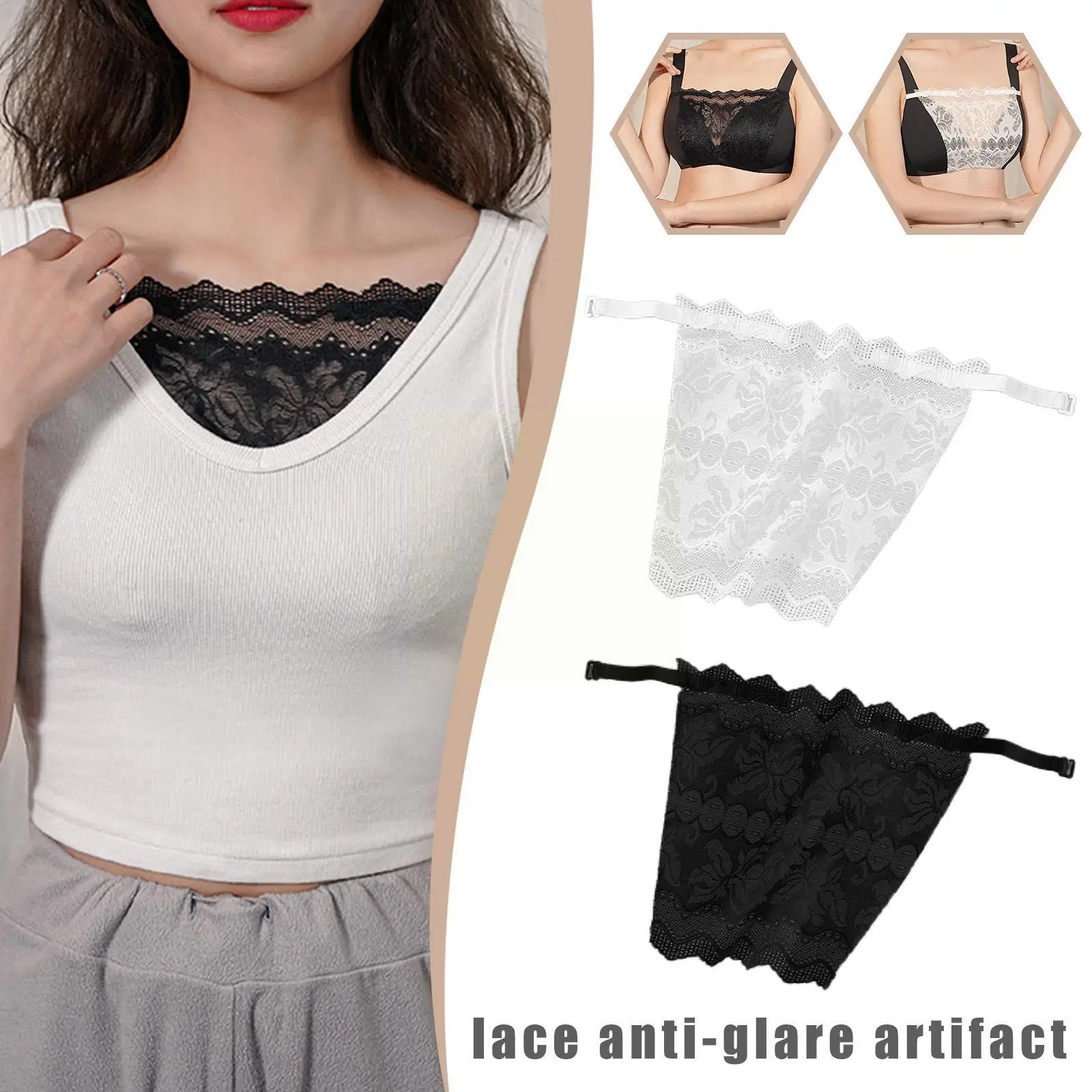 

Privacy Lace Bra Privacy Coverage Cleavage Privacy Seamless Fake Camisole Peep Clip-On Woman Anti Insert Underwear Breast W C5S6