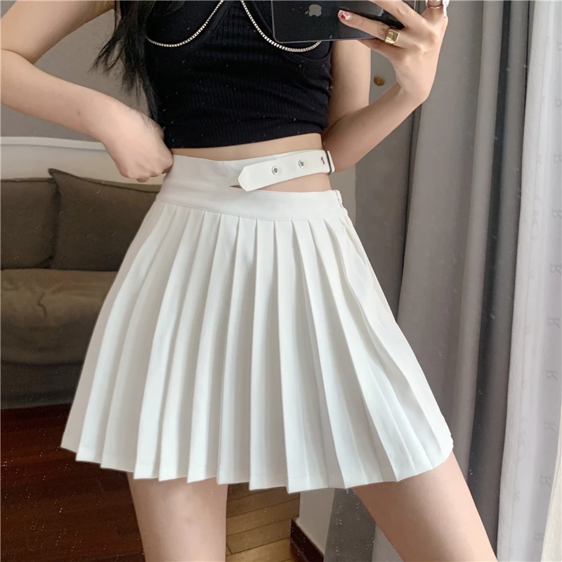 

y2k Sexy Women Pleated Skirt Summer High Waist Chic A Line Ladies Mini Skirt Korean Zipper Preppy Style Girls Dance Skirt