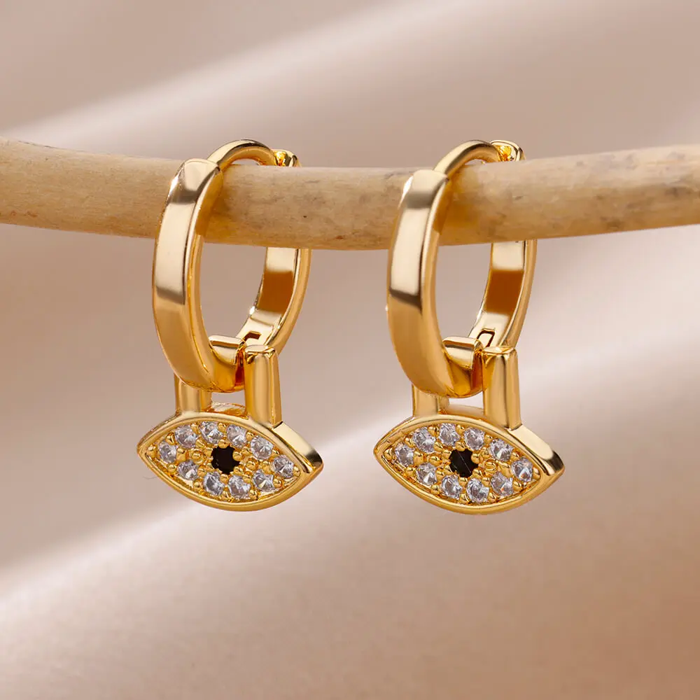 

Evil Eye Dangle Earrings For Women 2023 Trending Stainless Steel Earrings New In Luxury Designer Wedding Jewelry aretes mujer