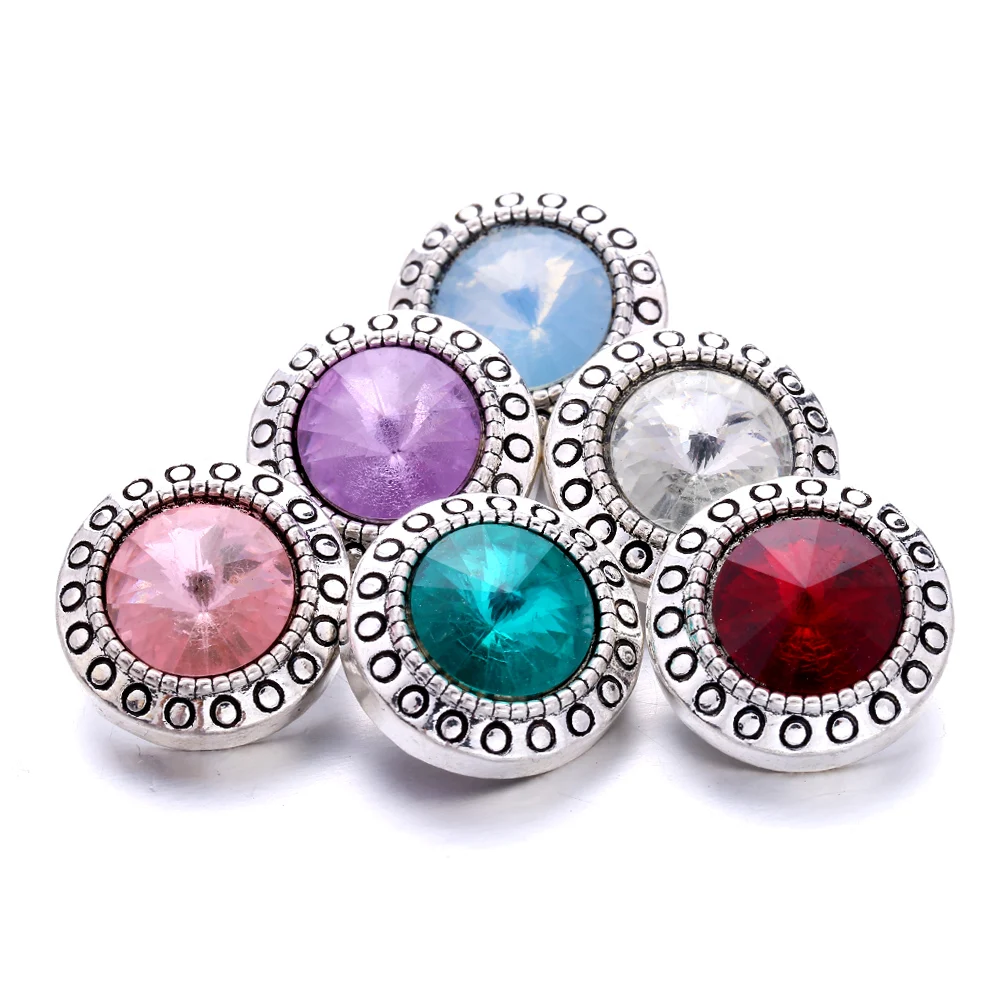 30pcs Retro Crystal Snap Button Jewelry Fit Snap Bracelets Necklace Jewelry for Women Men