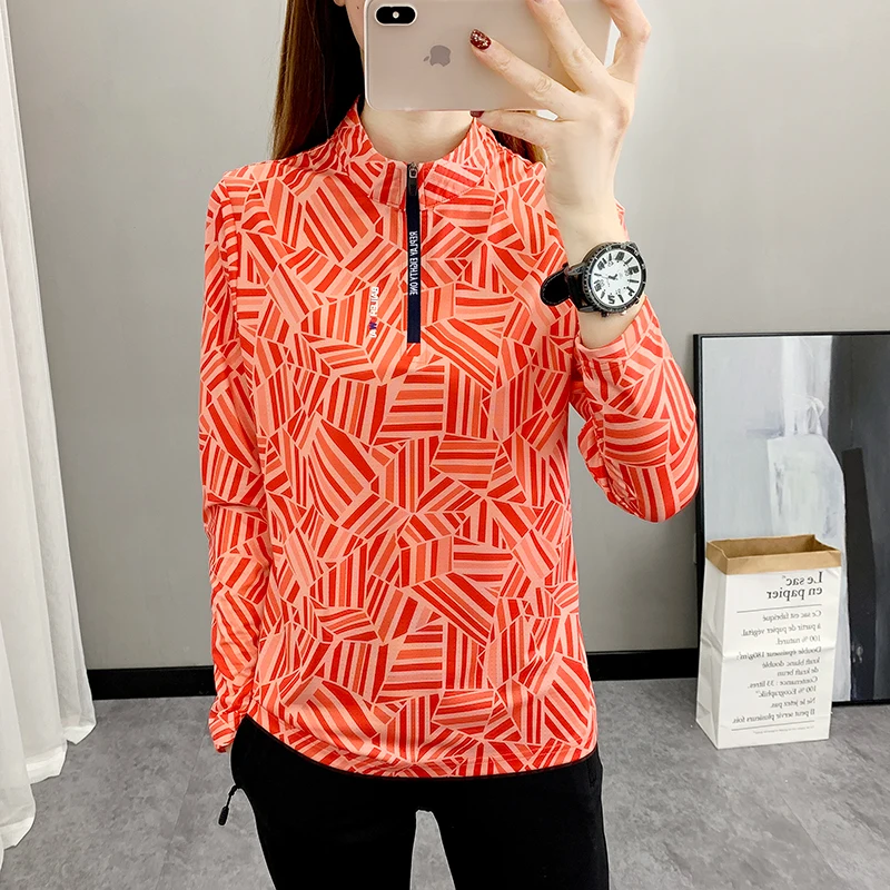 2023 New Summer Quick Dry Elastic Long Sleeve Casual T-Shirts Women's Skin/Sun/UV Protection Hiking Workout Gym Shirts Outdoor