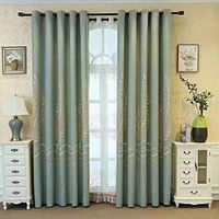 blackout jacquard cotton linen curtains for living dining bedroom single flower chinese banana leaf curtain bedroom kitchen