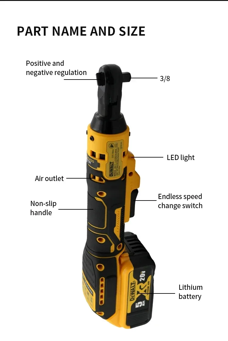 Аккумуляторный бесщеточный ударный гайковерт Dewalt DCF512 12 дюйма, 38 дюйма, с регулируемой скоростью, 20В, электроинструмент (art.: 3920d80fe70bb) - 3920d80fe70bb