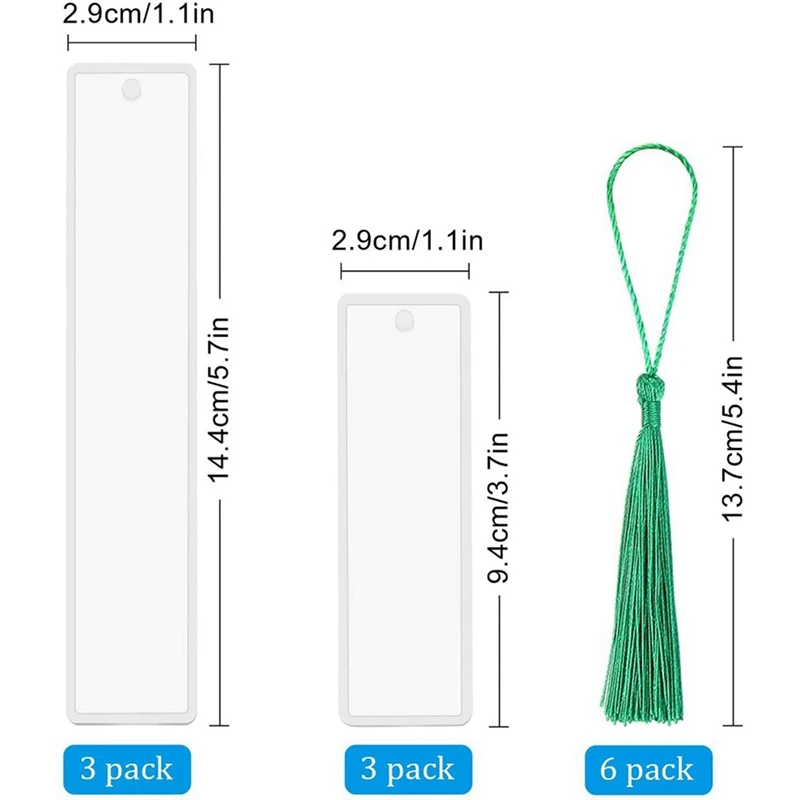 

6Pcs Rectangle Bookmark Silicone Resin Mold DIY Making Epoxy Jewelry DIY Craft Mold With 6Pcs Color Tassels