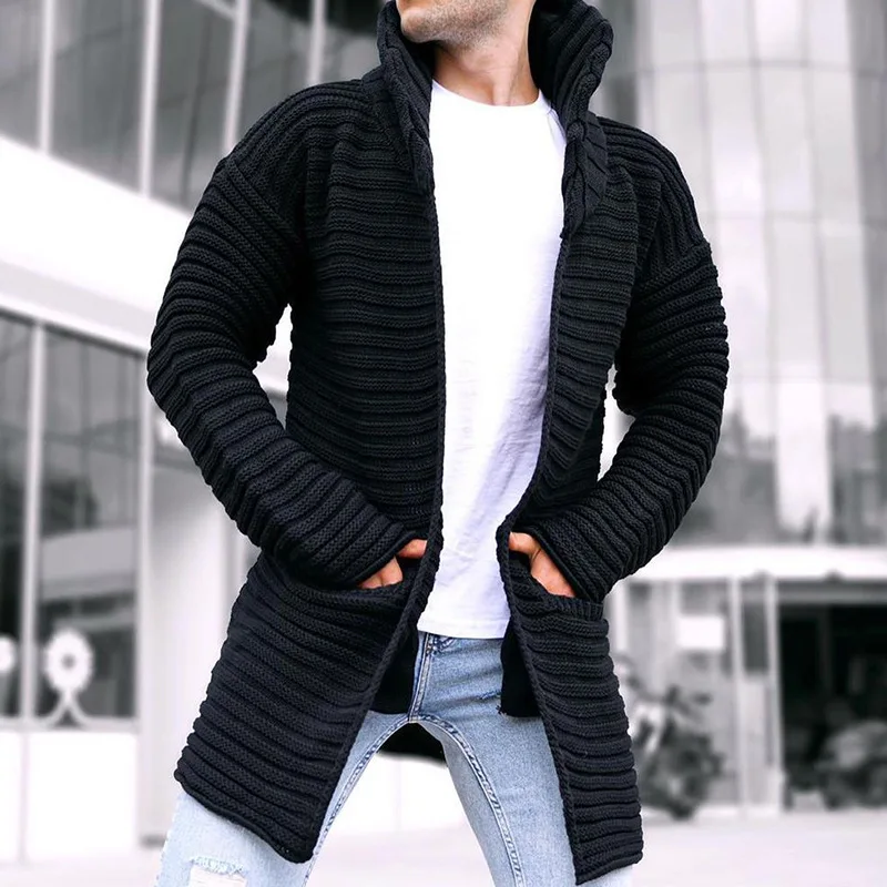 

Sweater Men's Jackets Winter Warm Thick Knitted Sweaters Coat Fall Casual Stand Collar Long Sleeve V Neck Knitted Cardigan Men