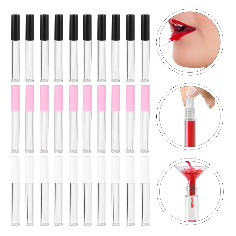 

30PCS Small Lip Gloss Bottle Round Lip Glazes Sub Bottle Empty Lip Glazes Bottle for Travel Home Trip