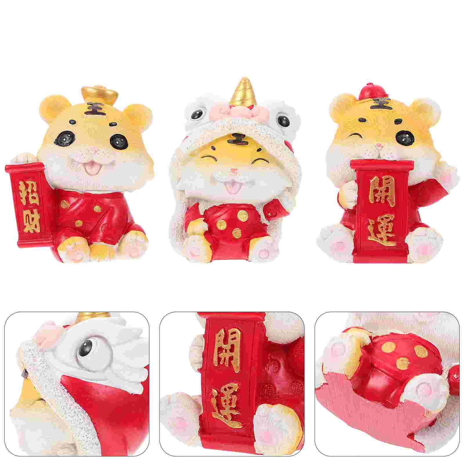 

3pcs Creative Mini Tiger Shape Ornament Desktop Microlandscape Adornment