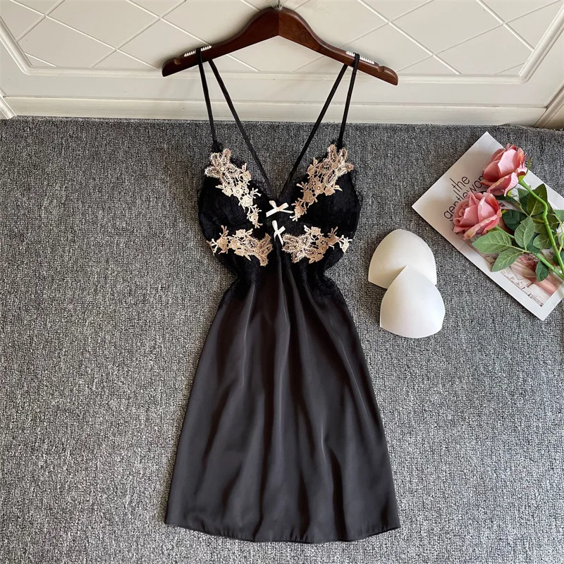 

Elegant Ladies Nightdress Lace Sexy Nightgown Women's Sleepdress Party Dresses Free Shipping Nighty For Ladies Hot Romantic
