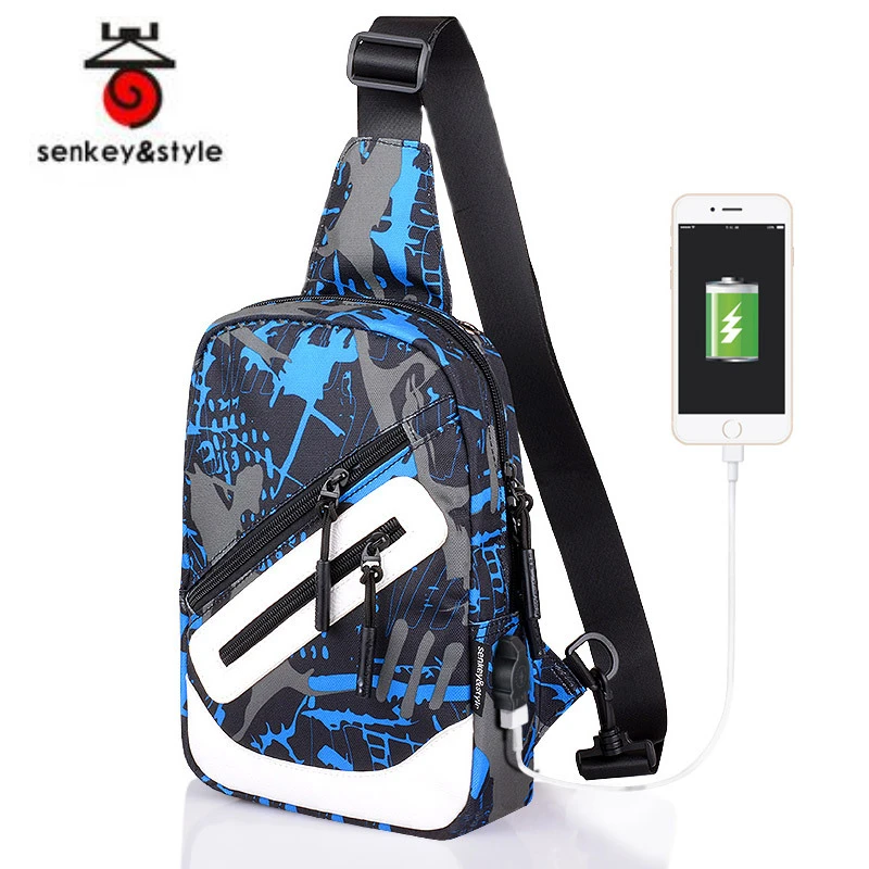 

New Travel USB charging Chest Bags Men's Fashion Crossbody Bag for Men Shoulder Bags teens Casual male Chest Waist Pack 가방 bolsa