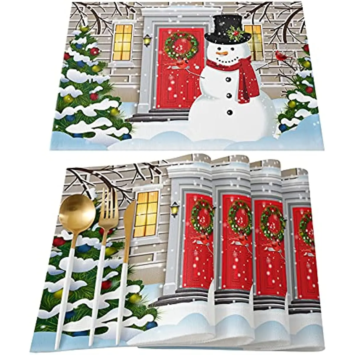 

Cardinal Bird Placemats for Dining Table Cotton Linen Tablemats For Winter Christmas Holidays Table Deoration