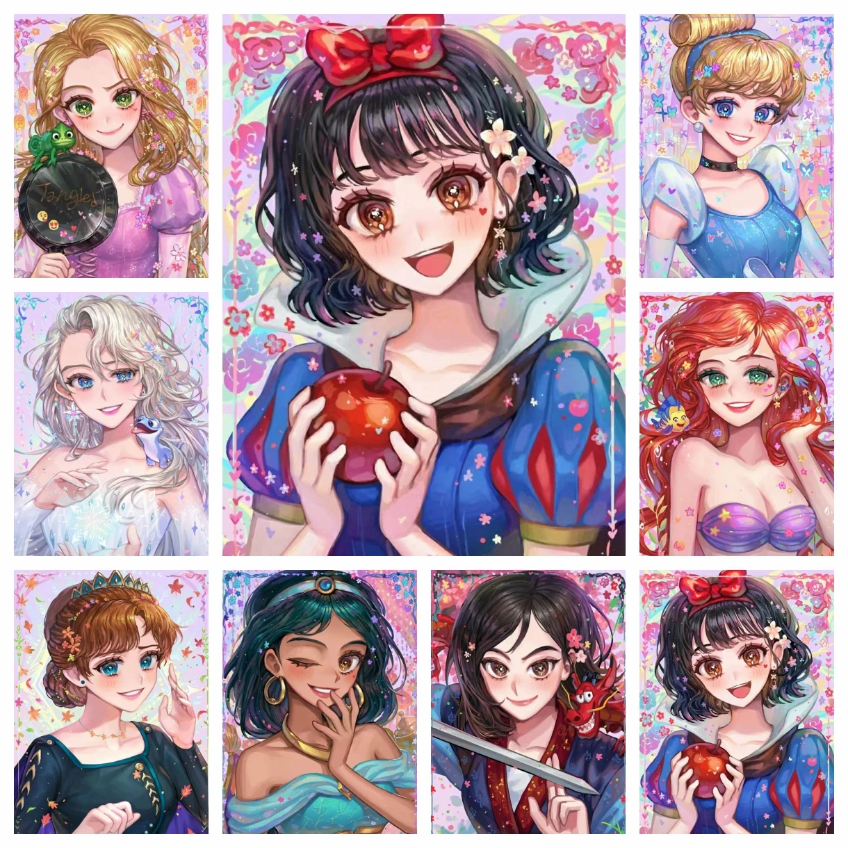 

Алмазная живопись 5D «сделай сам», комплект для вышивки крестиком из Дисней, принцессы Ариэль, песчаный жасмин, мозаика, домашний декор