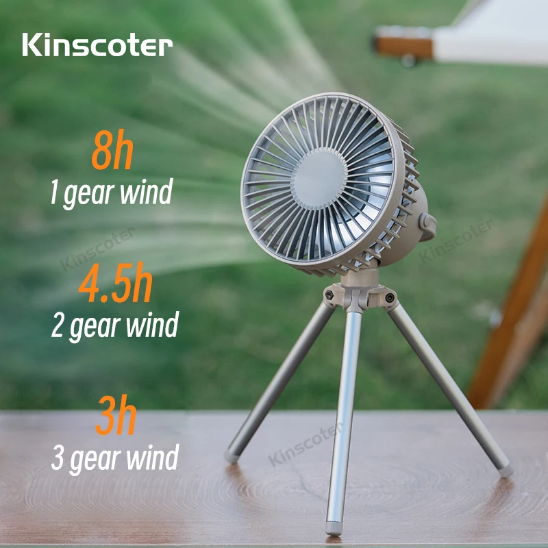 

Rechargeable Camping Fan Desktop Air Circulator Wireless Ceiling Electric Fan with Power Bank LED Light Tripod Stand Portable