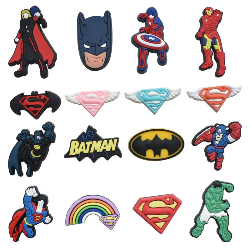 

Marvel The Avengers Toys Spiderman Iron Man Thor Hulk Cartoon Shoes Decorative Buckle Anime Figures Shoe Buckle for Kids Gifts