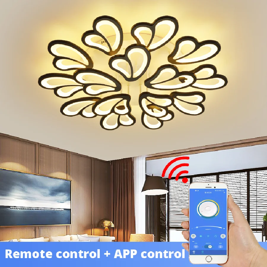 

New modern led chandeliers dimming app remote control lights bedroom living dining room ceiling lamp lighting lustre fixtures