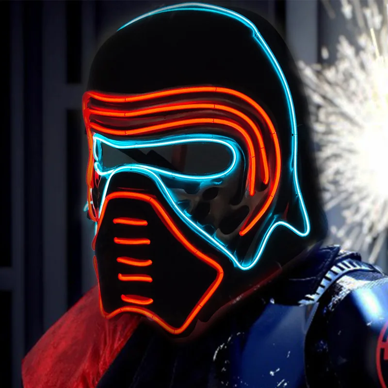Маска для лица с подсветкой на Хэллоуин светодиодная светящаяся неоновая маска