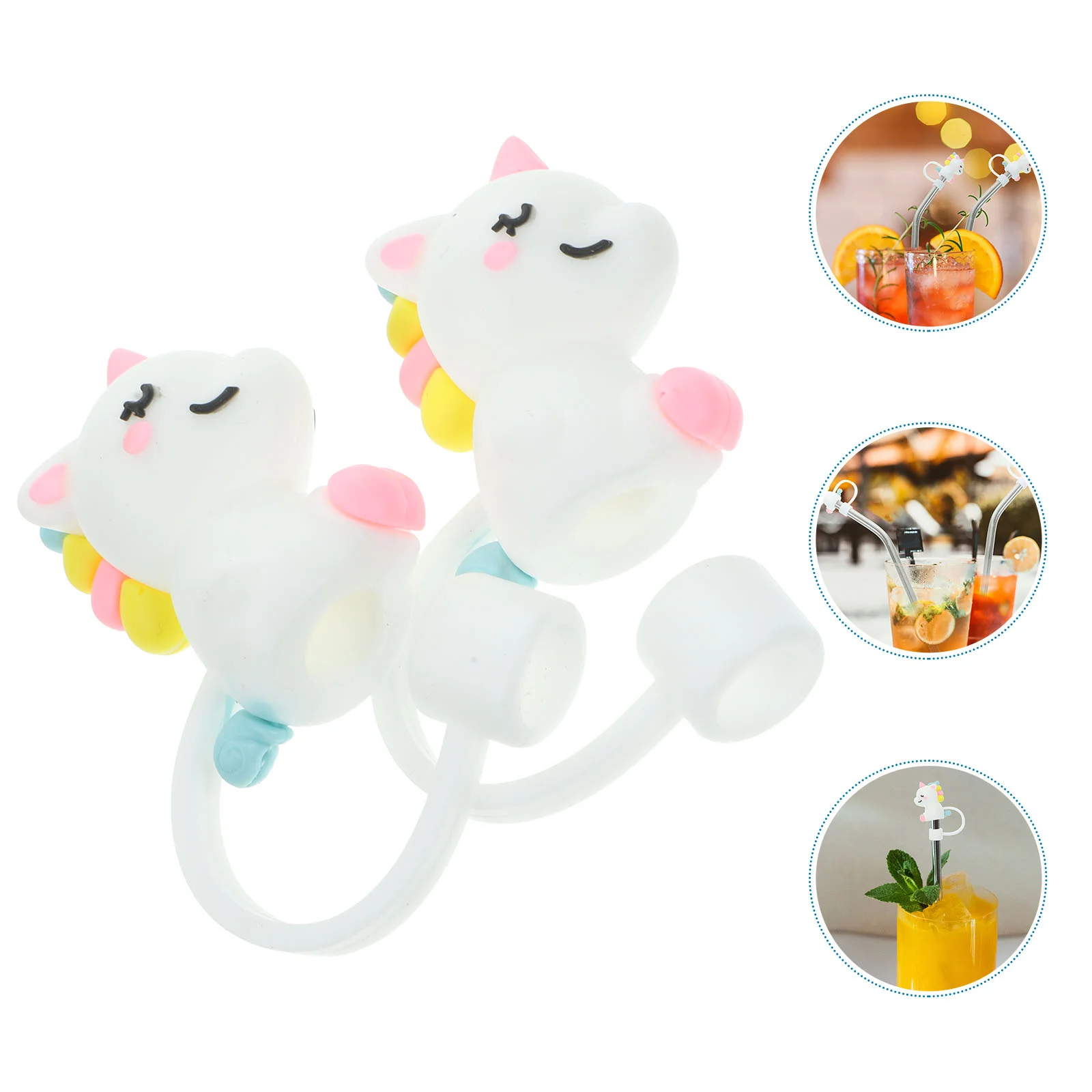 

Unicorn Straw Plugs Dust Silicone Tips Protector Cute Cap End Cover Stopper Protectors Straws Tumblers