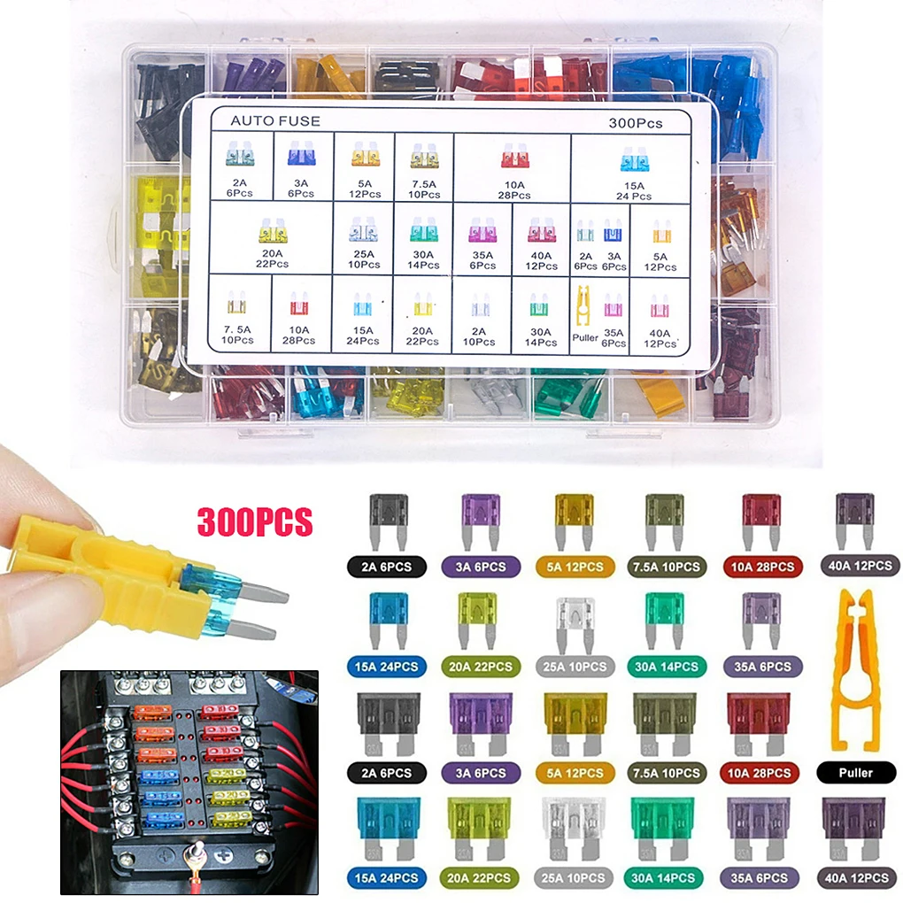 

300 Pieces Set Aluminium Car Fuse Automotive Motorbike Fuses Component