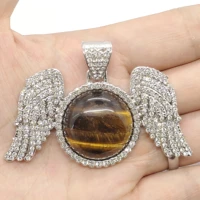 natural stone wings pendant 66x47mm set with diamonds charm fashion jewelry making diy necklace earrings bracelet accessories