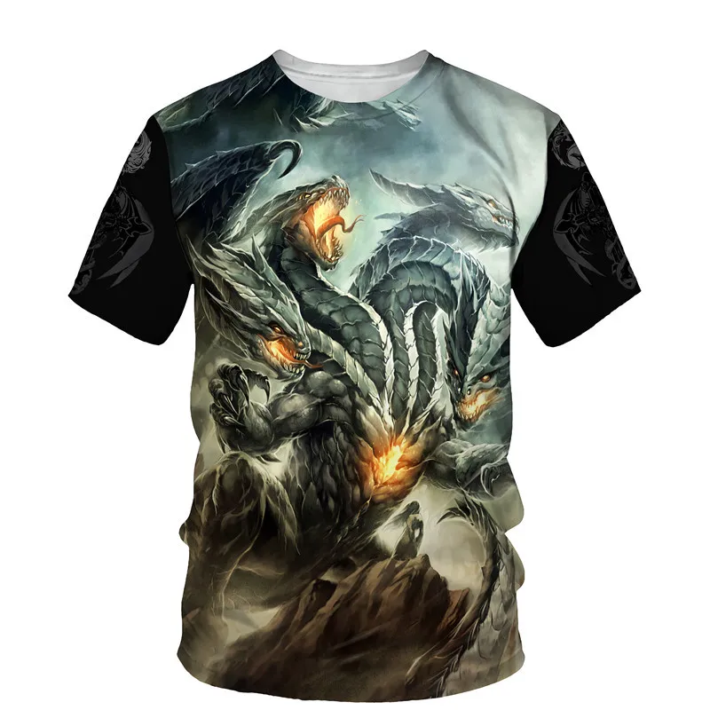 

2022 summer fashion men's T-shirt cool flying dragon symbol 3D printed o-neck short sleeve top oversize hip hop Street T-shirt
