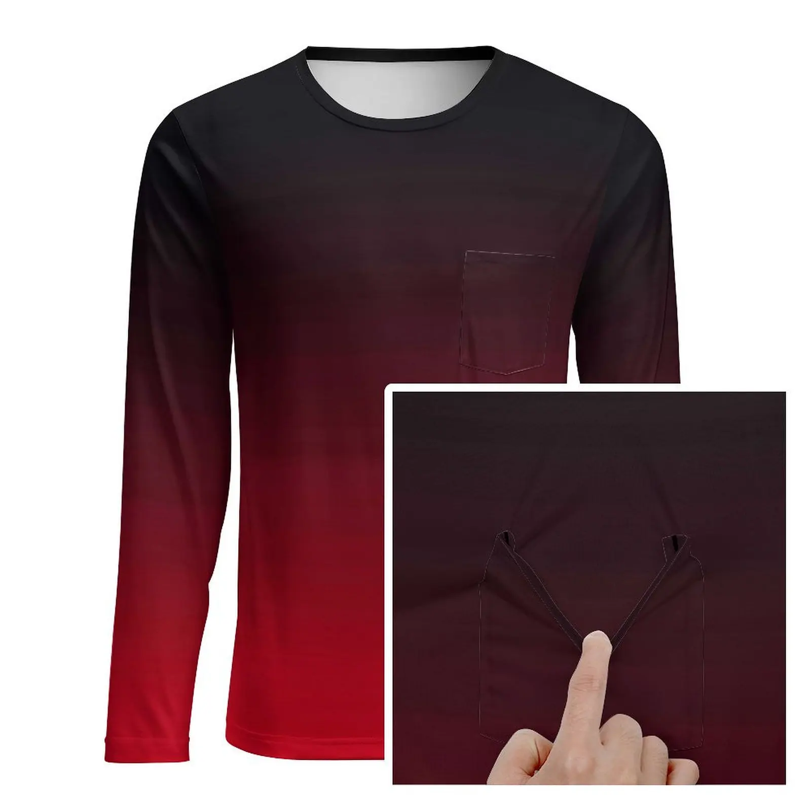 Ярко-красная и черная футболка с эффектом омбре минималистичные градиентные