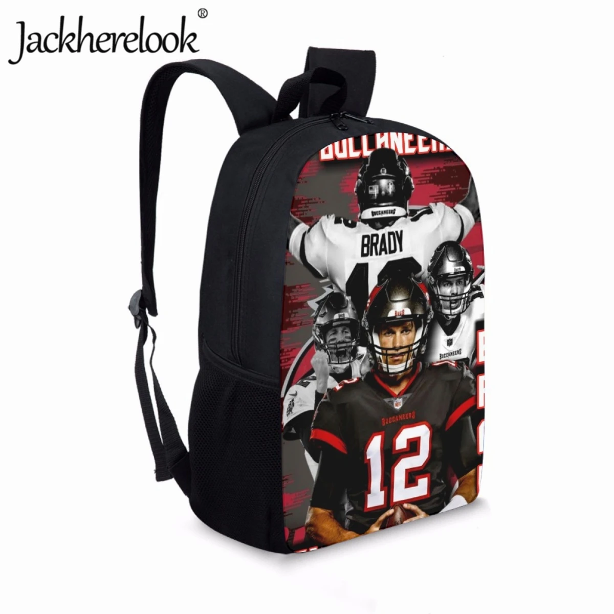 Jackherelook Rugby Star Tom-Brady Print 17inch Book Bags Leisure Travel Backpack for Kids Boy's School Sports Bags Teen Mochilas