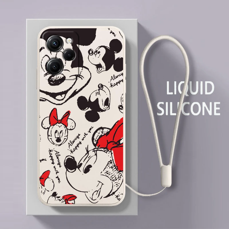 

Love Minnie Mouse For Xiaomi POCO X5 M5 C40 M4 X4 F4 C40 X3 NFC F3 GT M4 M3 M2 Pro C3 4G 5G Liquid Rope Phone Case Coque Capa
