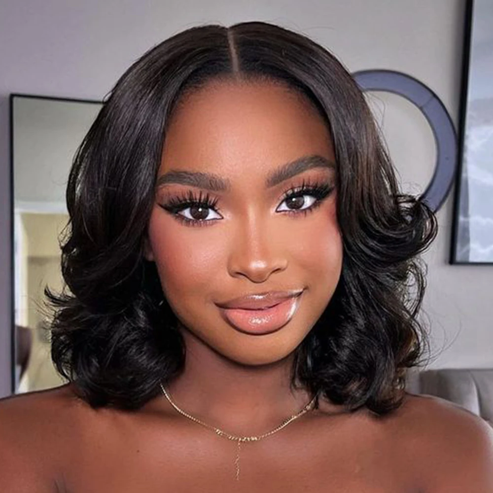 Wear And Go Glueless Human Hair Bob Wig 6x4 Body Ocean Wave Short Pre Cut Plucked 4x4 Lace Wigs Ready To