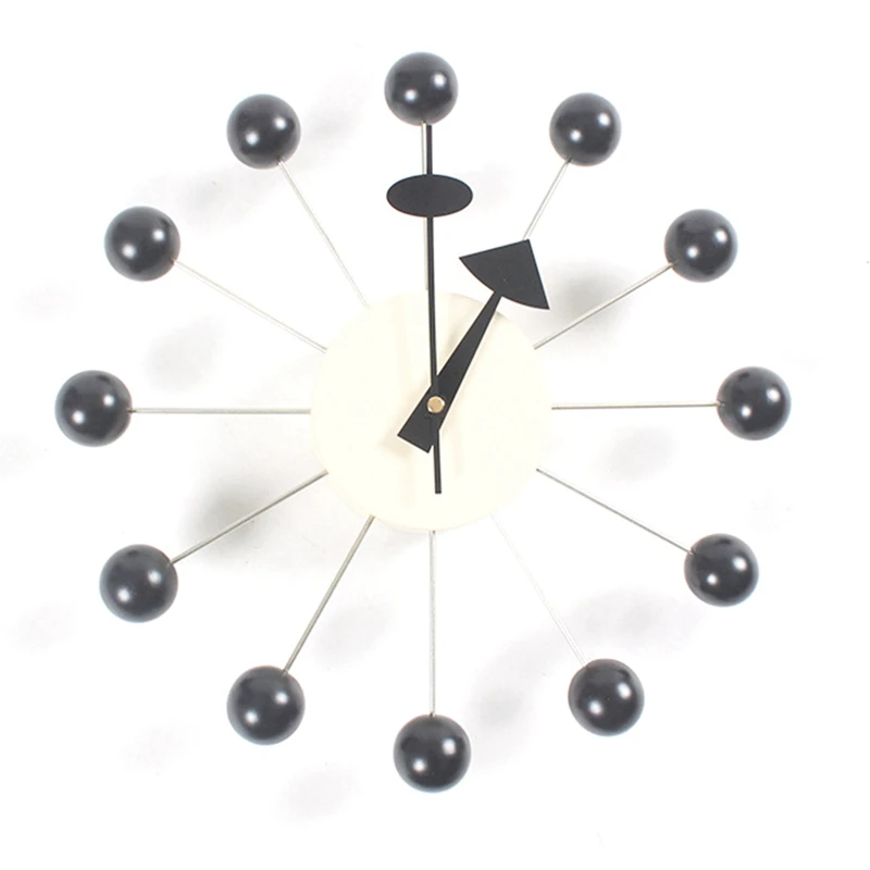 

Тихие круглые деревянные настенные часы с шариками, домашний декор, современные дизайнерские часы для гостиной, декоративные аксессуары с ...