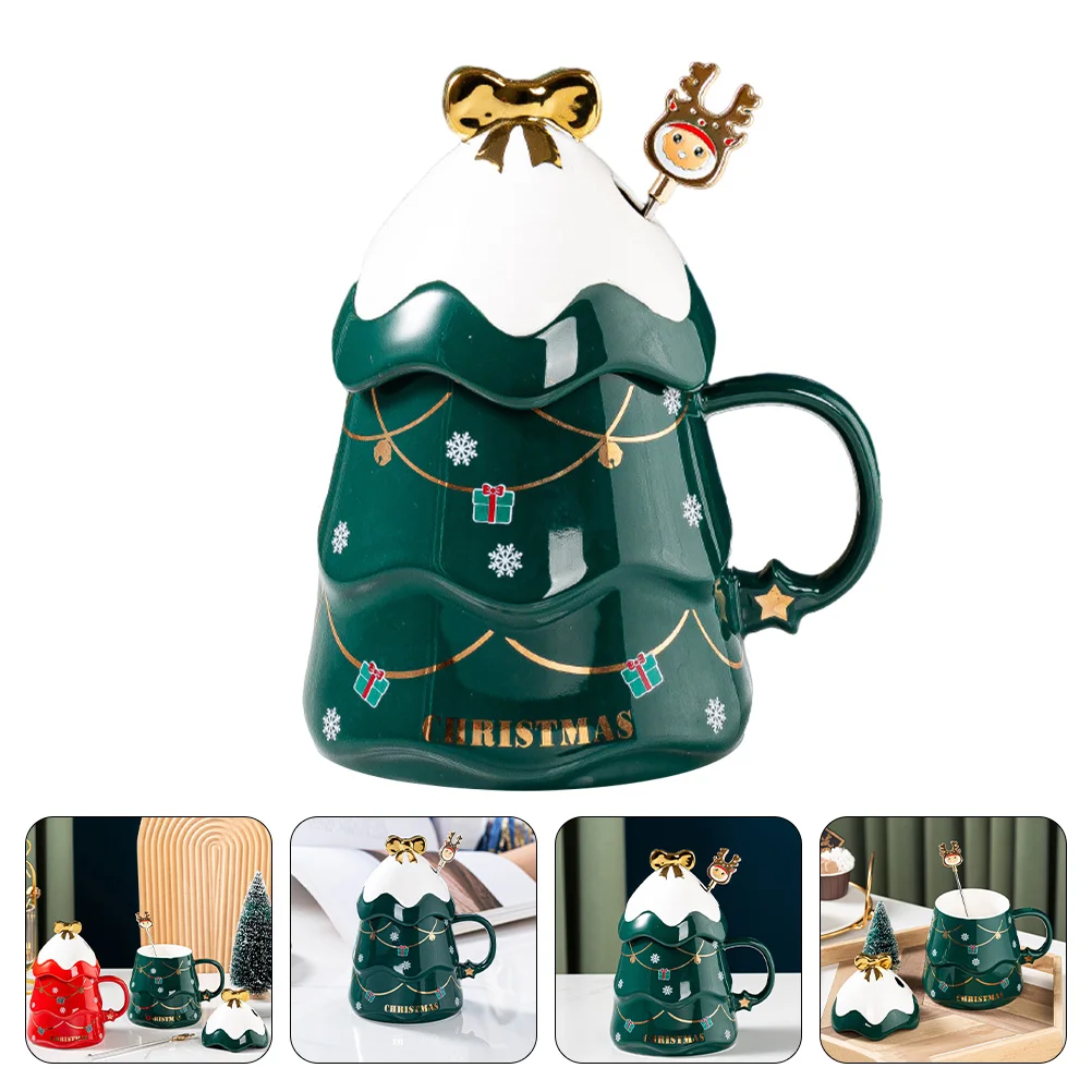

Mug Coffee Ceramic Christmas Cup Mugslid Tree Cups Decorative Cerealconvenient Santa Water Uniquegift Drink Tea Tableware