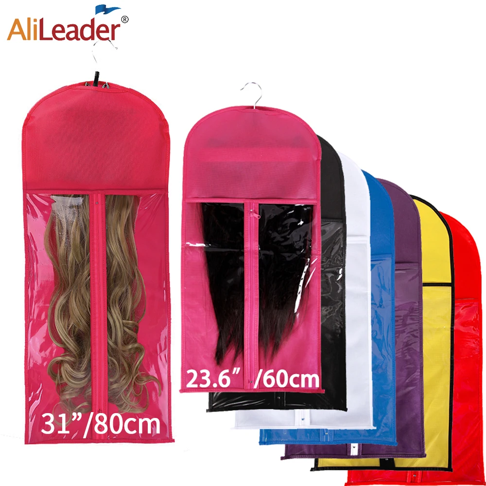 2 pcs/pack Wig Storage Bag With Hanger For Wig & Hair Extensions & Bundles 60 cm 80 cm Long Wig Bag Black White Pink Custom LOGO