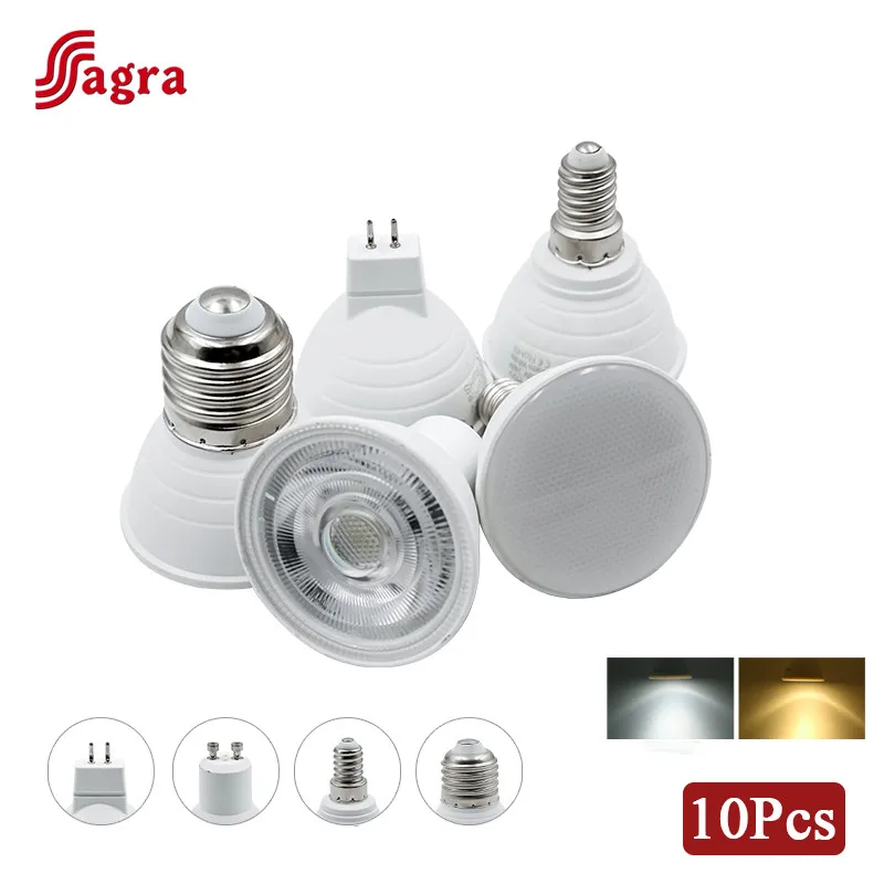 10pcs/lot GU10 MR16 LED E27 E14 LED Lamp 24/120 Degree Spotlight Bulb AC 220V 240V 6W Bombillas Ampoule Lamparas LED Bulb Indoor