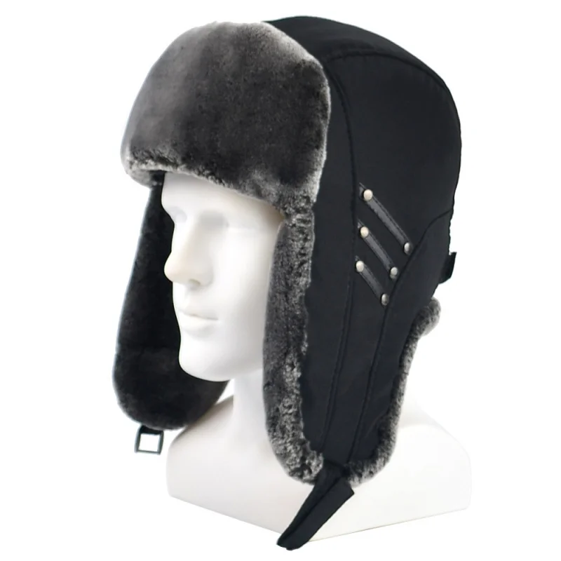 Мужская зимняя шапка из плотного хлопка на флисовой подкладке термобелье Lei Feng