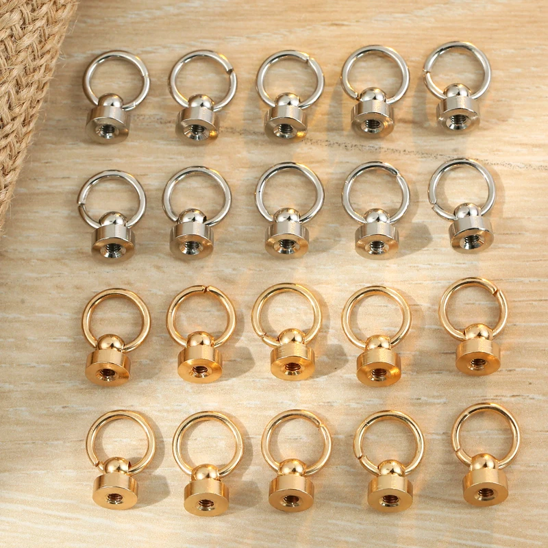 

Металлическая кнопка «сделай сам» 10 шт./лот, цепи для телефона, коннектор, круглая головка, Шпилька с кольцом, винт, заклепка, пряжка, аксессу...